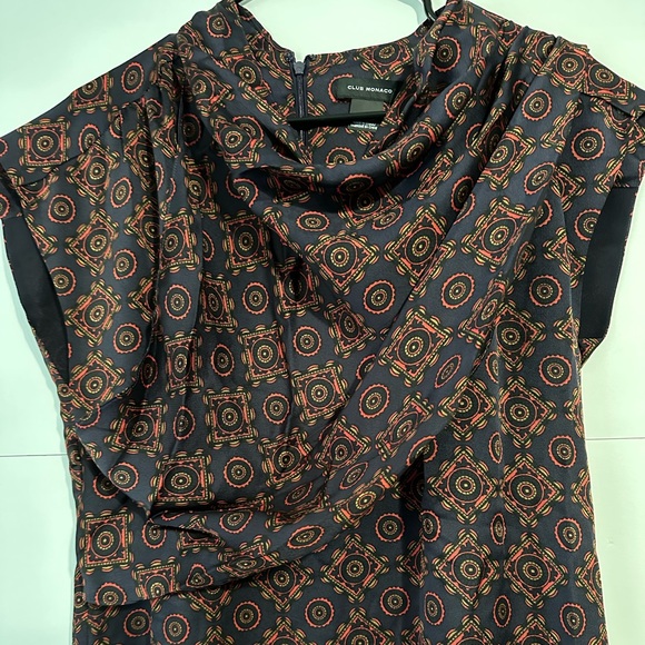 Club Monaco Women Drape Neck Dress Blue Mix Size 6 - Picture 6 of 8